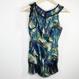 I.N. San Francisco Multi-Color Tie Shoulder Sleeveless Blouse Women's Size Small